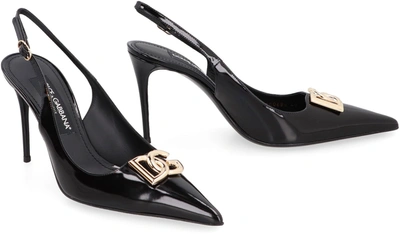 Shop Dolce & Gabbana Leather Slingback Pumps In Black