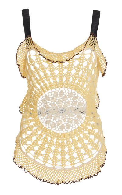 Shop Diotima Toile Crocheted Cotton Tank Top In Yellow