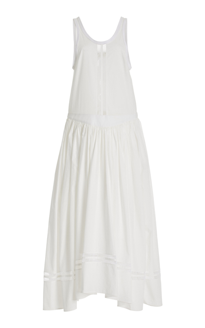 Shop Diotima Pocomania Hand-embroidered Cotton Maxi Dress In White