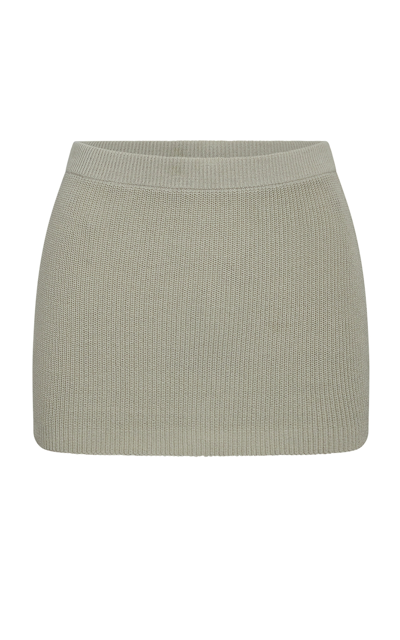 Shop Aya Muse Kivu Ribbed-knit Cotton-blend Mini Skirt In Green