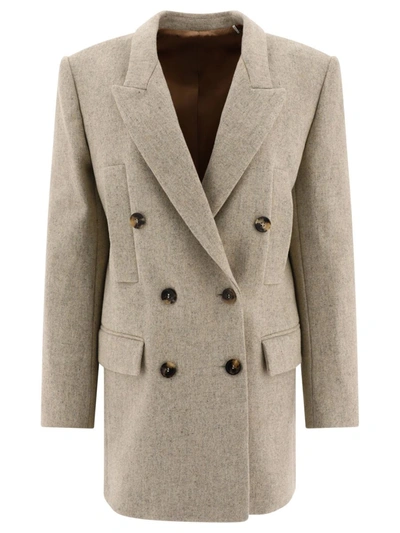 Shop Isabel Marant "floyd" Coat In Beige