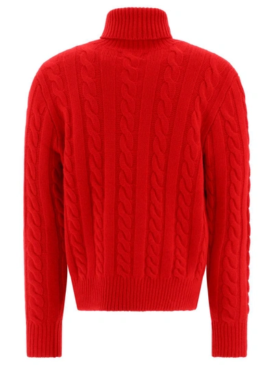 Shop Polo Ralph Lauren Cable-knit Turtleneck Sweater In Red
