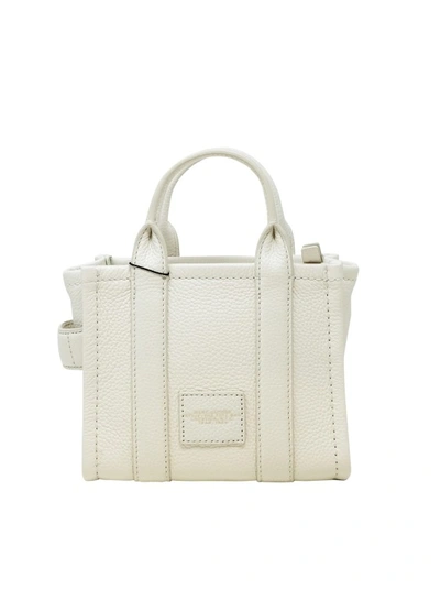 Shop Marc Jacobs White Leather The Micro Tote Bag