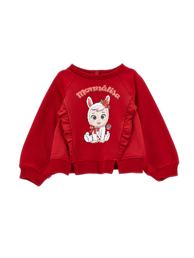 Shop Monnalisa Cry Babies Sweatshirt In Ruby Red