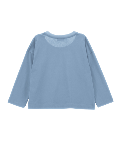 Monnalisa Jersey T-shirt With Metallic Fringing In Bluestone