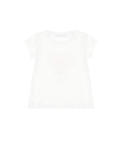 Shop Monnalisa Bouquet Print T-shirt In Cream + Light Blue