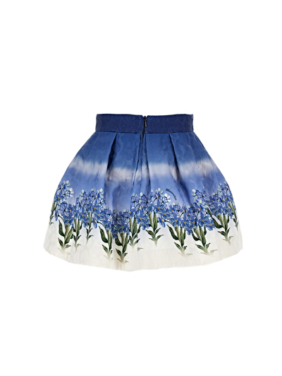 Shop Monnalisa Quilted Floral Skirt In Navy Blue