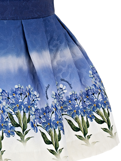 Monnalisa Printed Matelassé Skirt In Navy Blue