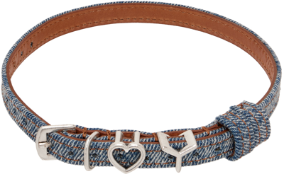 Shop Y/project Blue Y Heart Choker In Ice Blue Denim