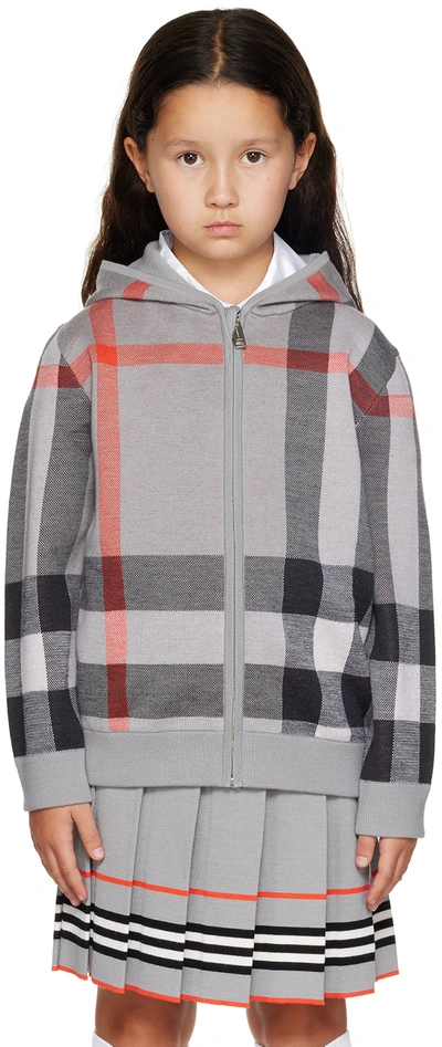 Shop Burberry Kids Gray Check Hoodie In Coolchrcoalgry Ip Ch