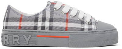Shop Burberry Kids Gray Check Sneakers In Cool Chrcl Gry Ip P