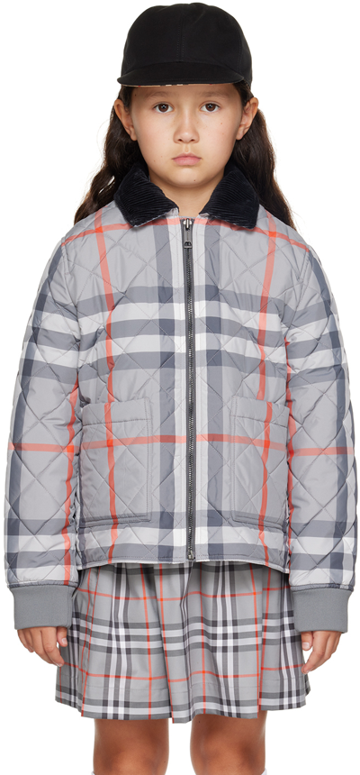 Shop Burberry Kids Gray Check Jacket In Coolchrcoalgry Ip Ch