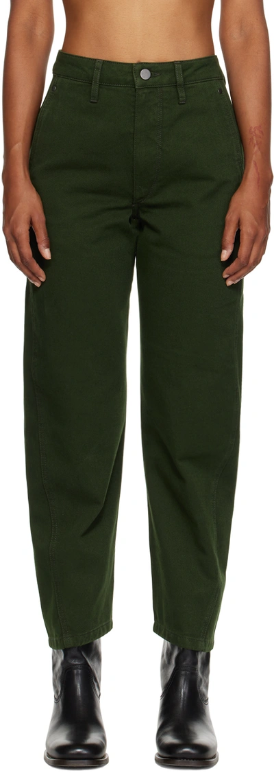 Shop Lemaire Green Twisted Jeans In Gr600 Green