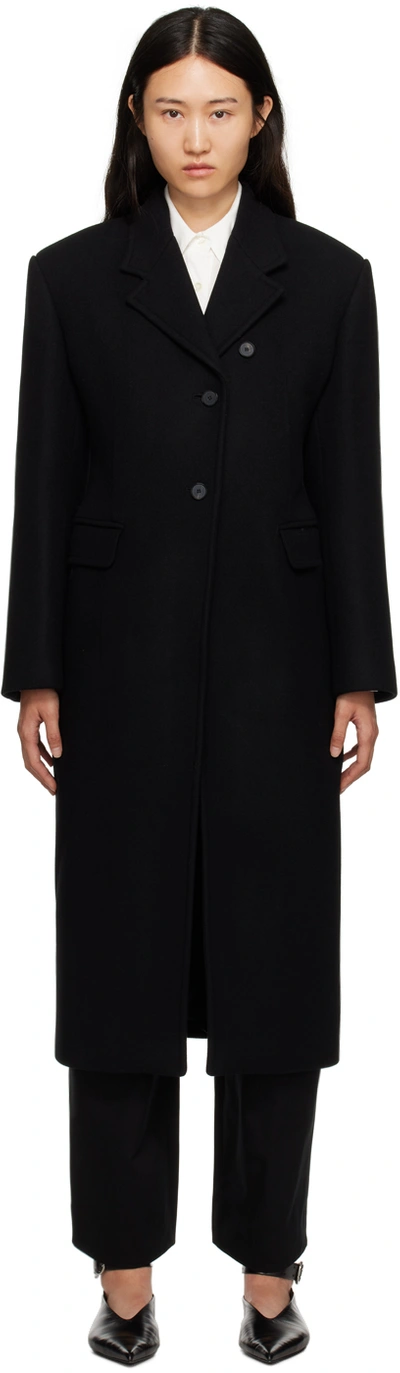 Shop Recto Black Single-breasted Coat