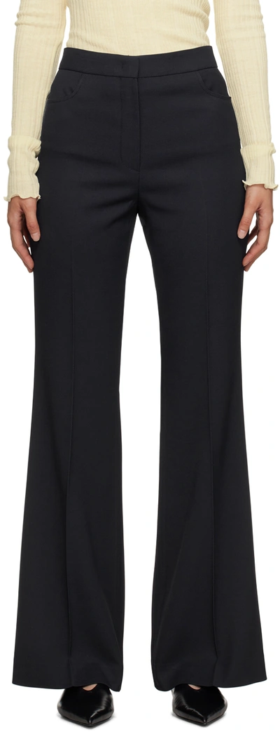 Shop Recto Navy Flared Trousers In Charcoal Grey
