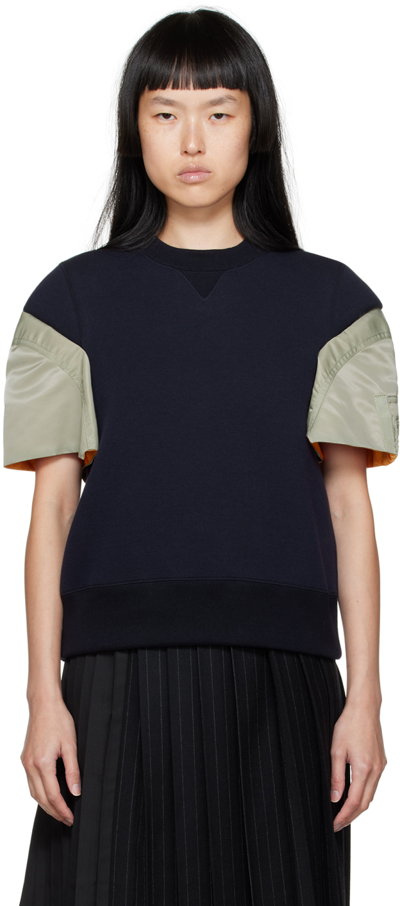 Shop Sacai Navy & Khaki Pullover Sweatshirt In 236 Navyã—l/khaki