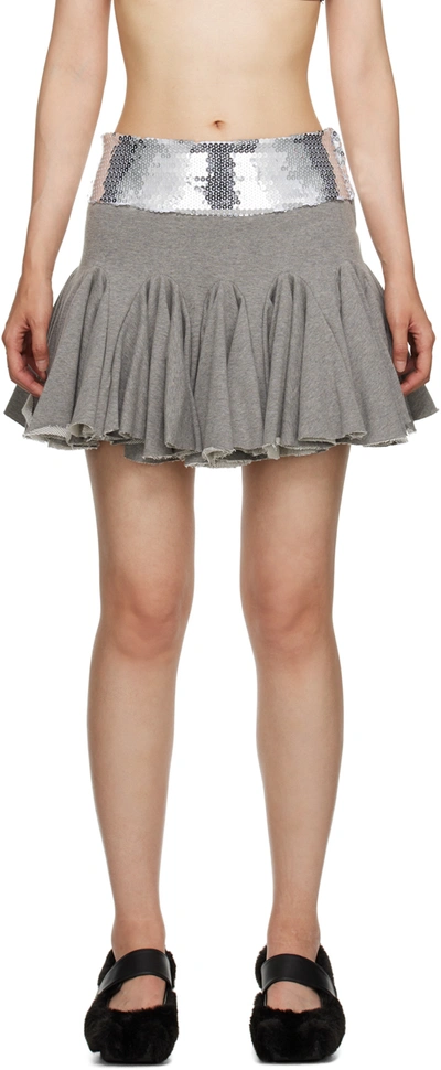 Shop Edward Cuming Gray Sequinned Miniskirt In Grey