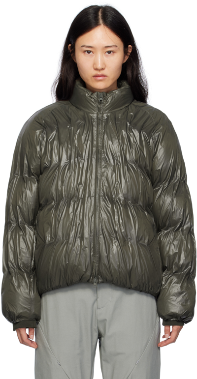 Shop Post Archive Faction (paf) Khaki 5.1 Right Down Jacket In Metallic Green