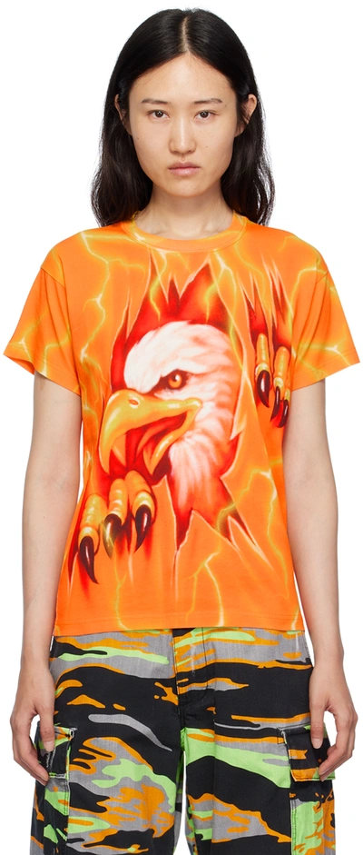 Shop Stockholm Surfboard Club Orange Airbrush T-shirt In Eagle