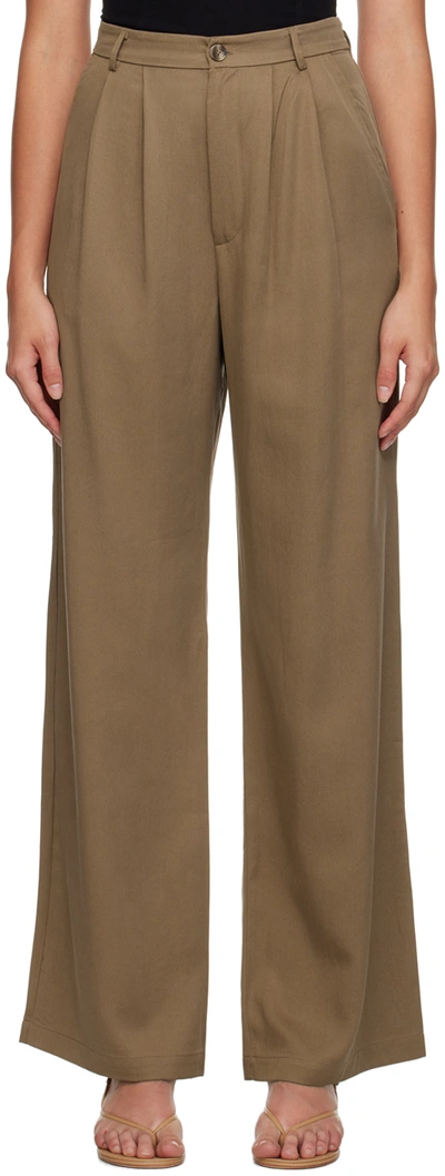 Reformation Tan Mason Trousers In Mushroom