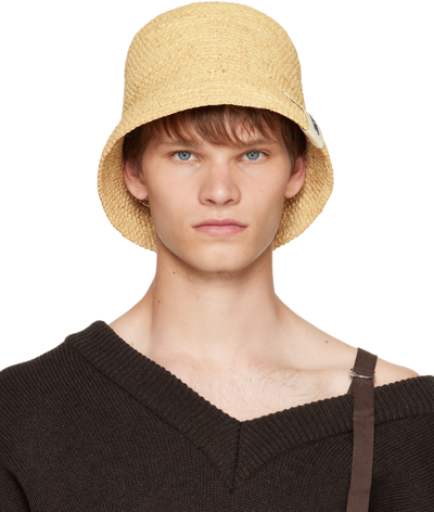 Shop Jacquemus Beige Le Chouchou 'le Bob Raphia' Bucket Hat In 150 Beige