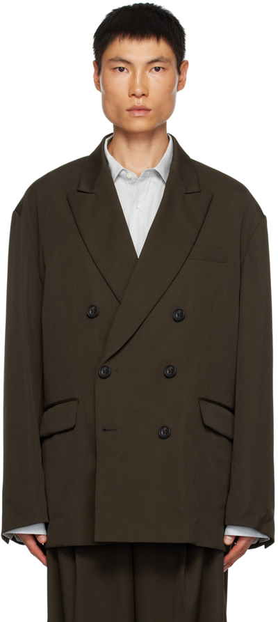 Khaki Peaked Lapel Blazer In Military Khaki