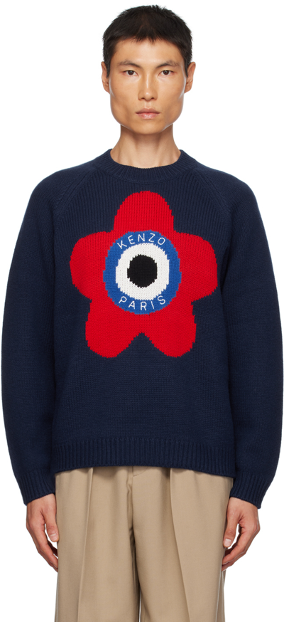 Shop Kenzo Navy  Paris ' Target' Sweater In 77 - Midnight Blue