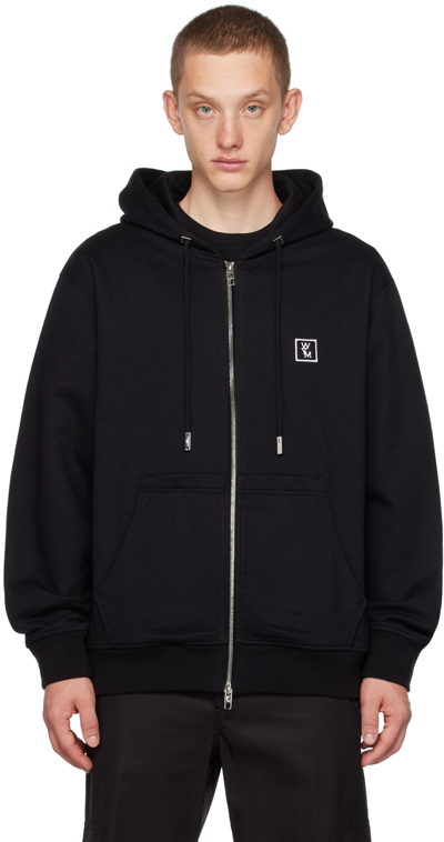 Shop Wooyoungmi Black Embroidered Hoodie In Black 715b