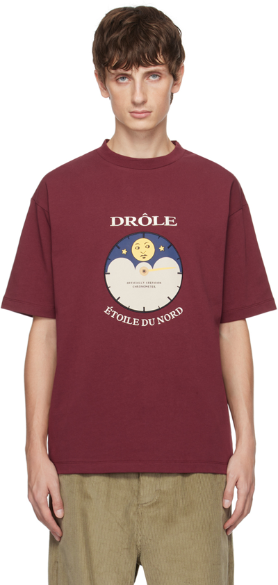 Shop Drôle De Monsieur Red 'le T-shirt Étoile Du Nord' T-shirt In Wine