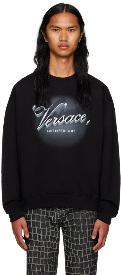 Shop Versace Black Film Titles Sweatshirt In 1b000-black (1b000)