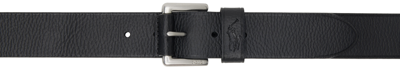 Shop Polo Ralph Lauren Black Signature Belt In Pebbled Leather
