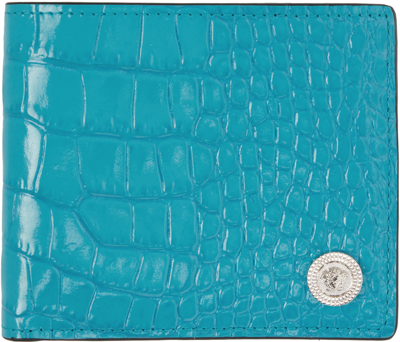 Shop Versace Blue Medusa Biggie Wallet In 1gi7p