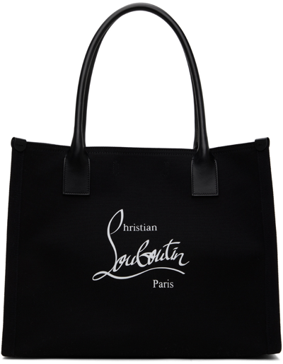 Shop Christian Louboutin Black Large Nastroloubi E/w Tote In Black/black/bianco/b