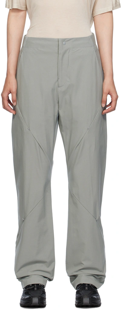 Gray Flared Trousers In Grey Blue