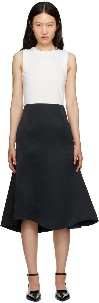 Shop Recto White & Black Asymmetric Midi Dress
