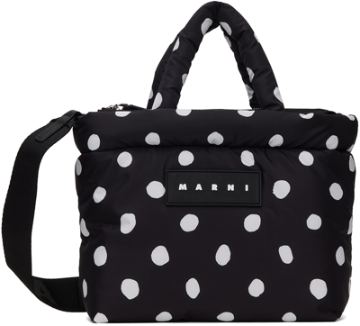 Shop Marni Black Polka Dot Tote In 00n99 Black