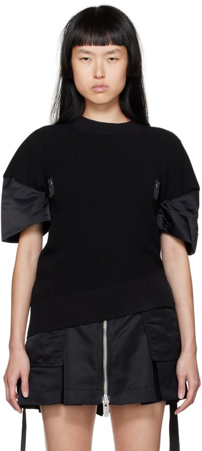 Shop Sacai Black Mix Sweater In 001 Black