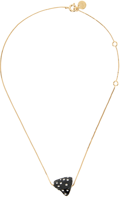 Shop Marni Gold Polka Dot Necklace In 00n99 Black