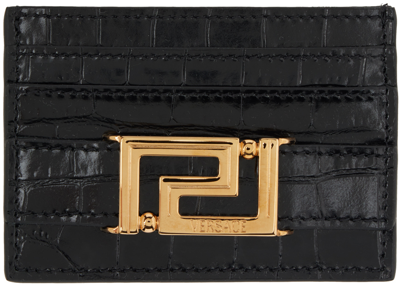 Shop Versace Black Greca Goddess Card Holder In 1b00v-black-