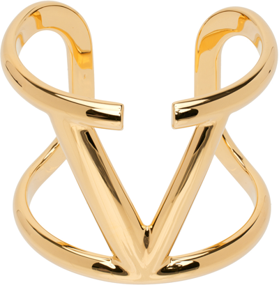 Shop Valentino Gold Vlogo Signature Cuff Bracelet In Cs4 Oro 18
