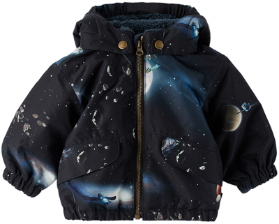 Molo Baby Black Printed Jacket In 6889 Into Space | ModeSens