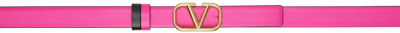 Shop Valentino Pink Reversible Vlogo Belt In Uxg Pink Pp/nero