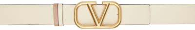 Shop Valentino Off-white Reversible Vlogo Belt In C34 Light Ivory-rose