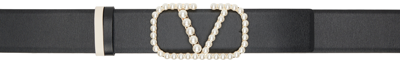 Shop Valentino Black Reversible Vlogo Belt In L60 Nero/light Ivory
