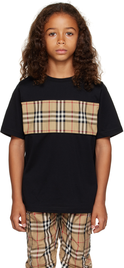 Shop Burberry Kids Black Vintage Check T-shirt