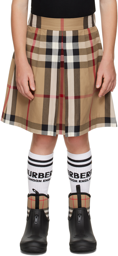 Shop Burberry Kids Beige Exaggerated Check Skirt In Archive Beige Ip Chk