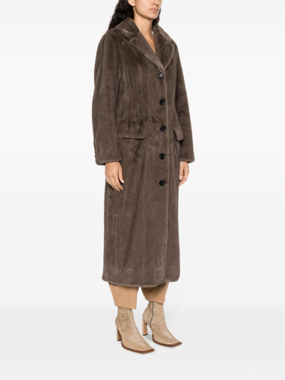 Shop Stand Studio Odette Faux Fur Coat In Grey