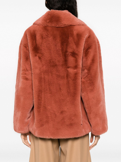 Shop Stand Studio Savannah Faux Fur Lush Teddy Jacket In Red