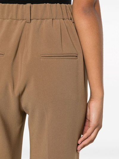 Shop Alberto Biani Wide Leg Cady Trousers In Brown