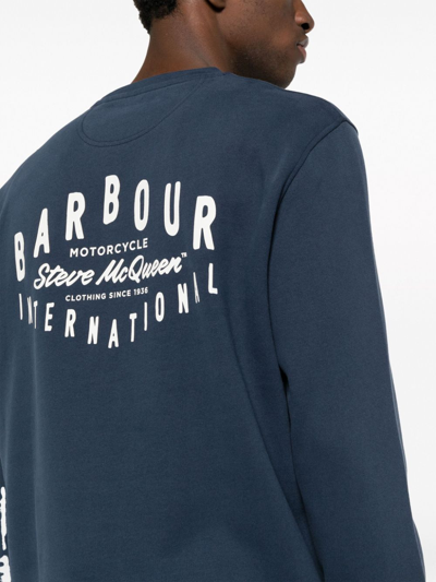 Shop Barbour Watch Logo Cotton Sweatshirt In Blue